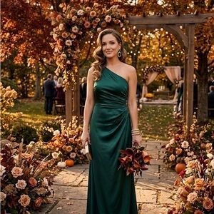 Aspeed Emerald One-Shoulder Gown